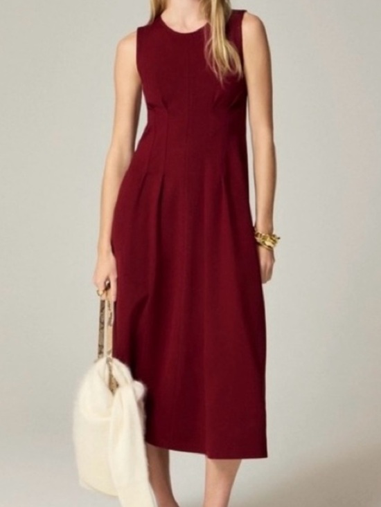 J. Crew Dresses & Skirts - New J. Crew Nadia Ponte Sleeveless Dress Midi Bordeaux Berry Women’s Size Small